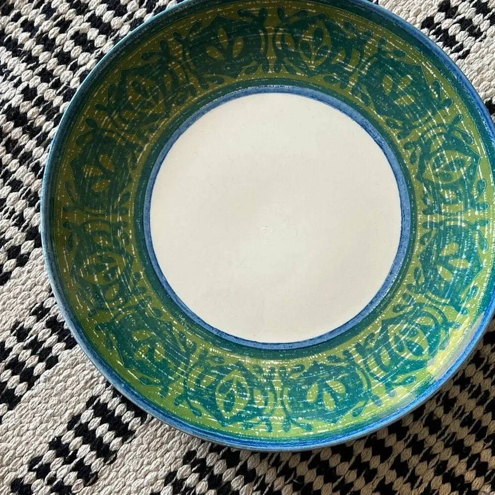 Cavalier Green & Blue Ironstone Royal China 10” plates set of 2